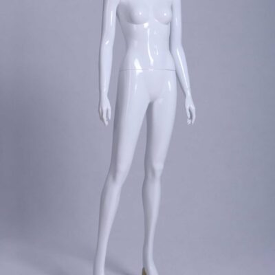 Mannequin Femme laqué blanc brillant sans tête déhanché