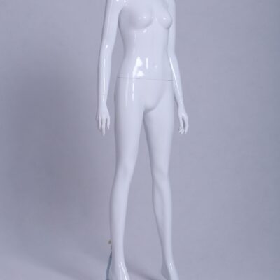Mannequin Femme laqué blanc brillant sans tête droit