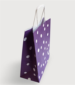 Sac papier kraft pois Aubergine L35xP14xH40 cm x50