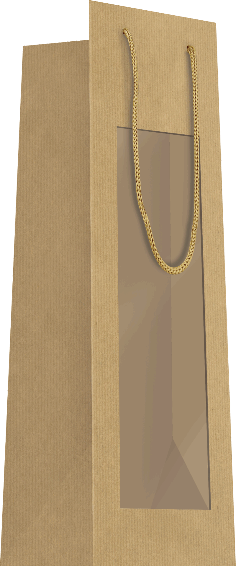 Sac bouteille kraft brun vergé avec fenêtre L11xP11xH39 cm x20