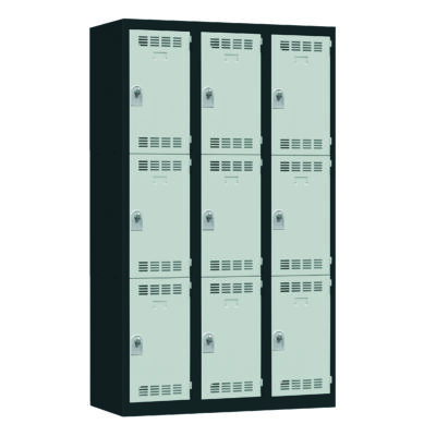 Vestiaire 3 colonnes multicases 120 cm monobloc soudé