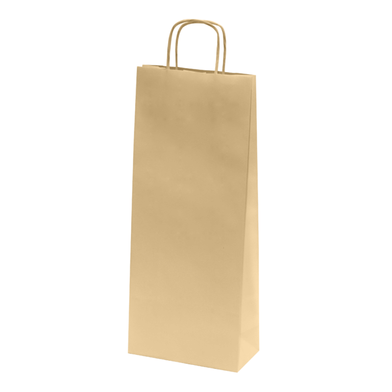 Sac bouteille kraft poignées torsadées – Impression 1 couleur