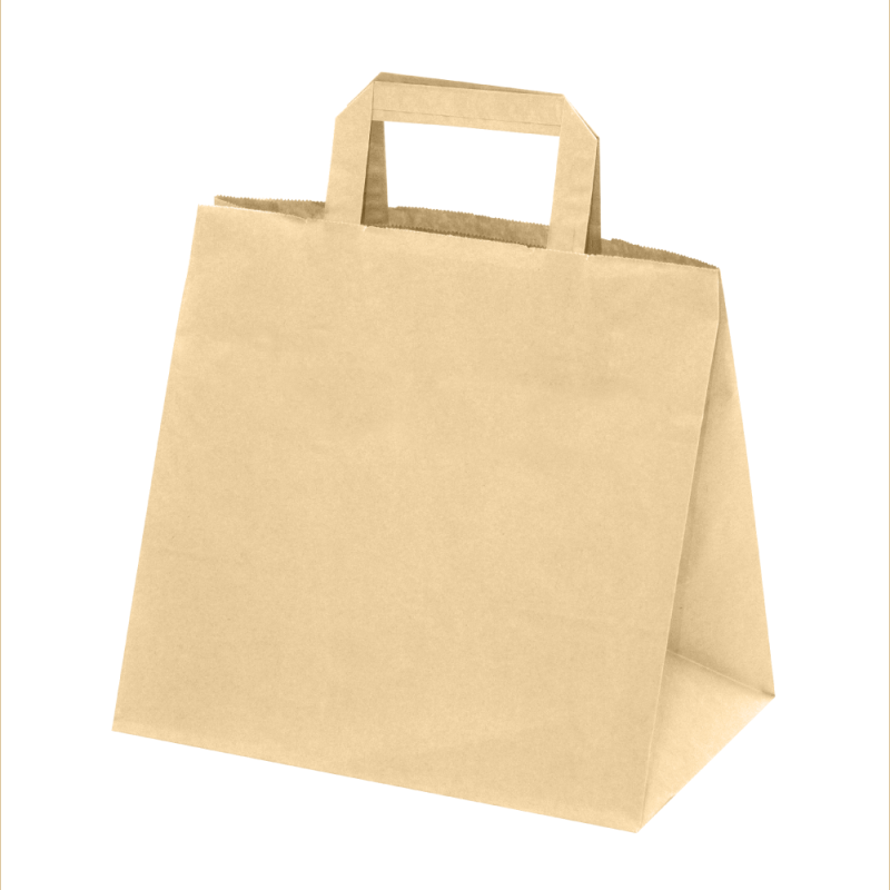 Sacs traiteur kraft poignées plates – Impression 1 couleur
