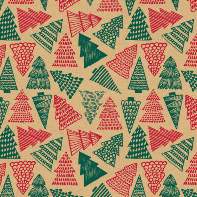 Boîte cadeau Noël sapins kraft x25 – 2 tailles disponibles