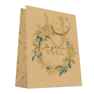 20 Sacs cabas luxe poignées cordelières COURONNE NOËL