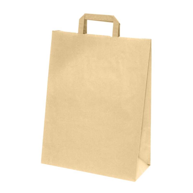 250 Sacs cabas kraft Brun 70g L32xP14xH44 cm poignées plates