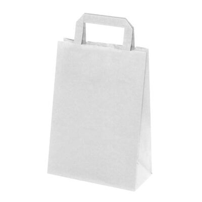 250 Sacs papier Kraft Blanc poignées plates L22xP10xH28 cm