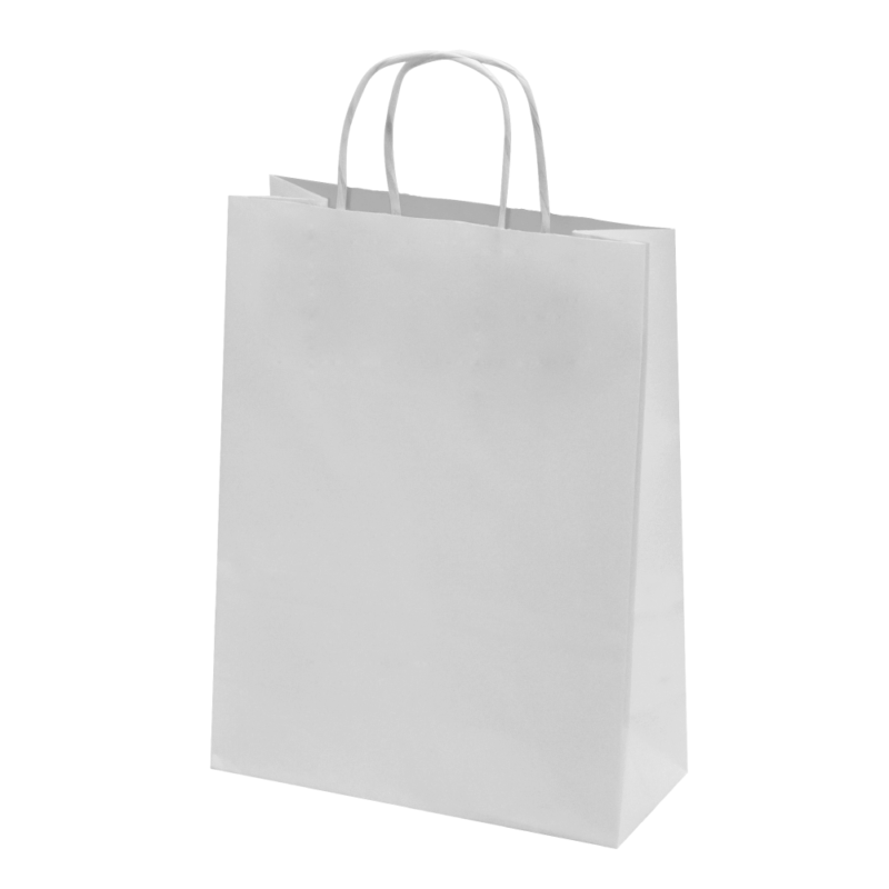 50 sacs kraft Blanc Poignées Torsadées