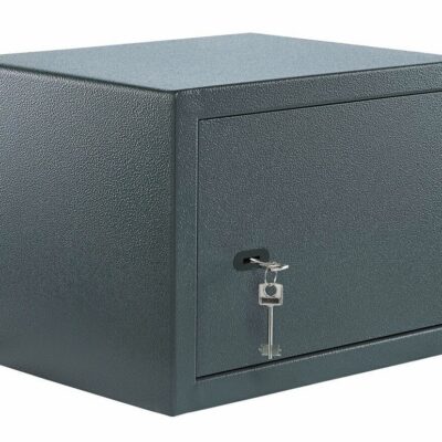 Coffre-fort en acier avec serrure à clé – Fixation murale ou au sol