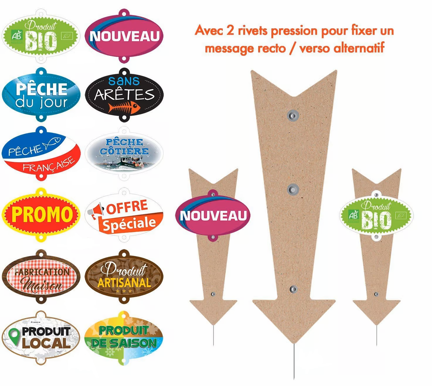 Double-sided oval arrows – Interchangeable alternative messages