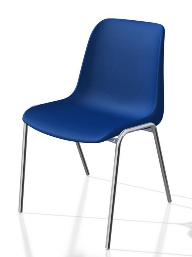 Chaise collectivité coque plastique bleue